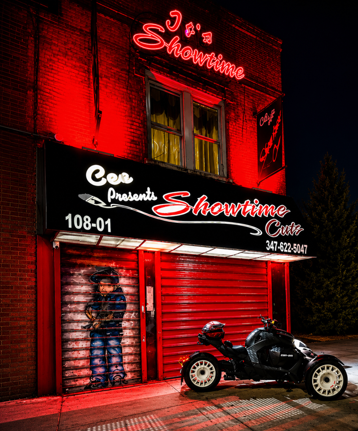 Showtime Cuts storefront in Queens, NYC